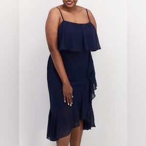 City Studio Women’s Plus Size 18W 20W Solid Midi Dress Navy Elegant Gown NEW